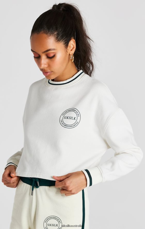 Women Apparel TB82N78 SikSilk Ecru Crop Sweatshirt
