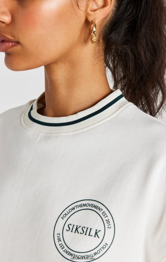 Women Apparel TB82N78 SikSilk Ecru Crop Sweatshirt