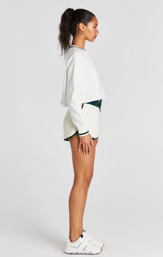 Women Apparel TB82N78 SikSilk Ecru Crop Sweatshirt