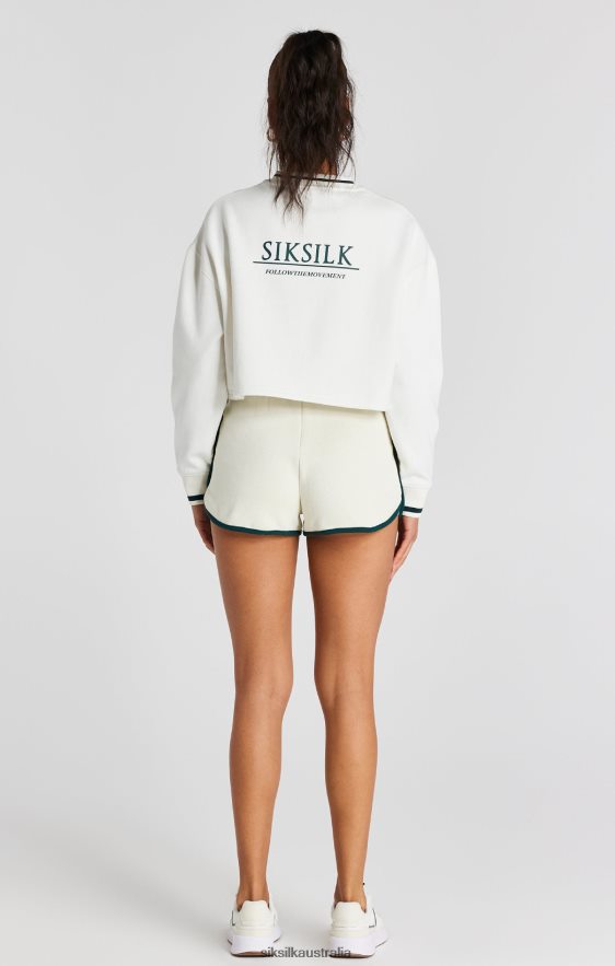 Women Apparel TB82N78 SikSilk Ecru Crop Sweatshirt