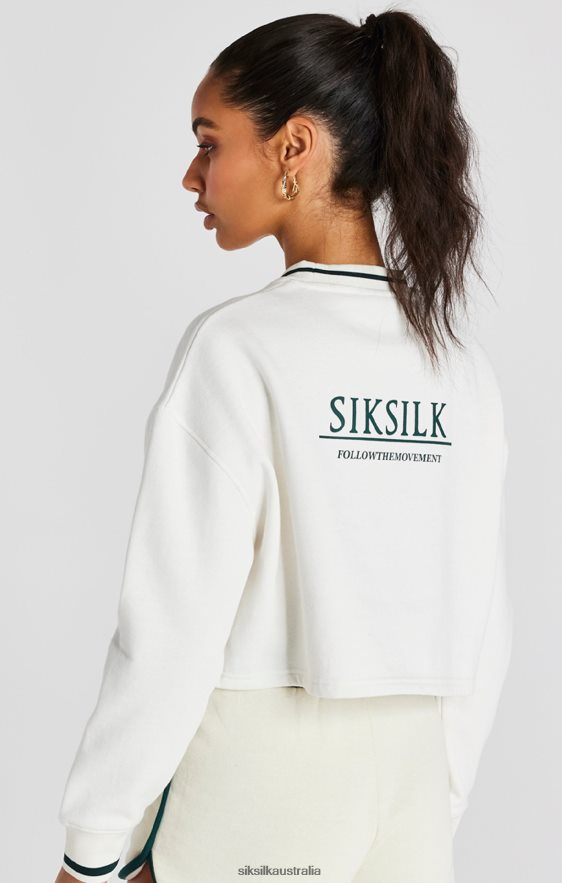 Women Apparel TB82N78 SikSilk Ecru Crop Sweatshirt