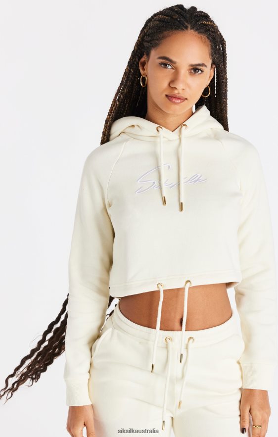 Women Apparel TB82N86 SikSilk Ecru Cropped Hoodie
