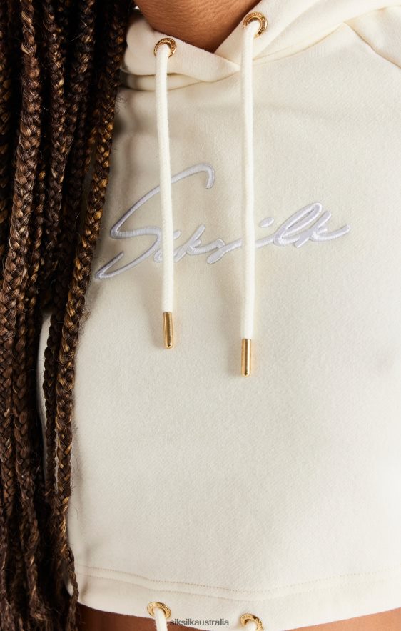 Women Apparel TB82N86 SikSilk Ecru Cropped Hoodie