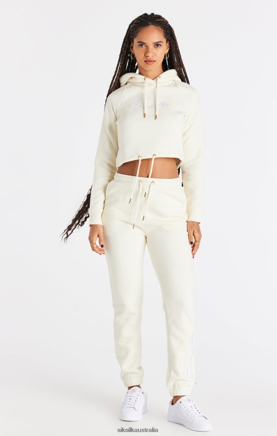 Women Apparel TB82N86 SikSilk Ecru Cropped Hoodie