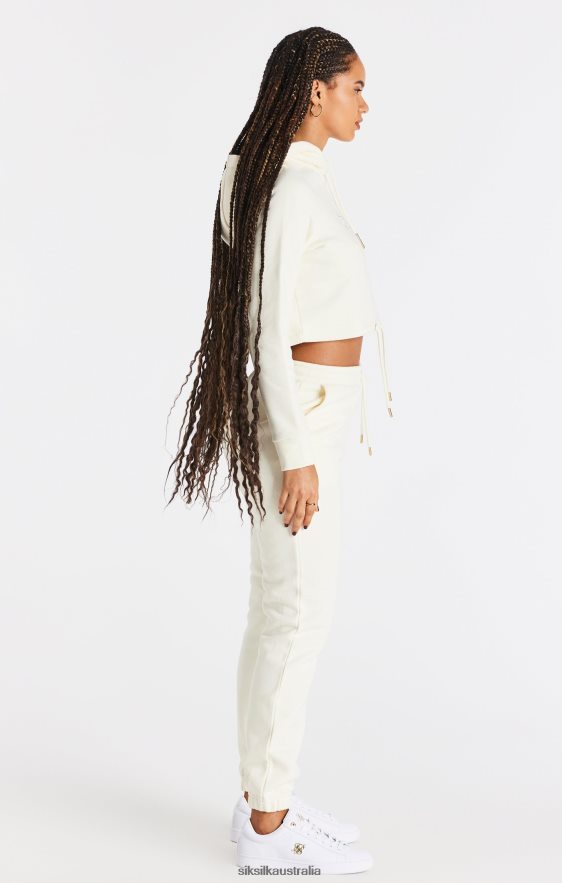 Women Apparel TB82N86 SikSilk Ecru Cropped Hoodie