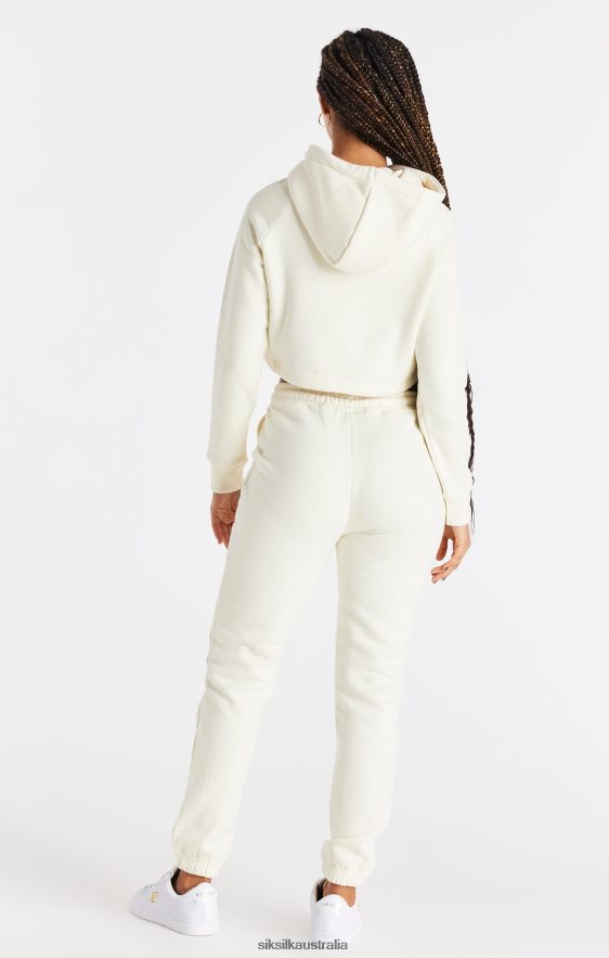 Women Apparel TB82N86 SikSilk Ecru Cropped Hoodie