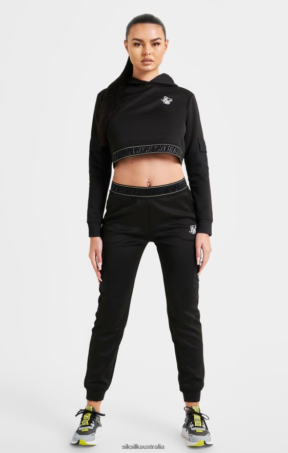 Women Apparel TB82N87 SikSilk Black Cargo Track Top