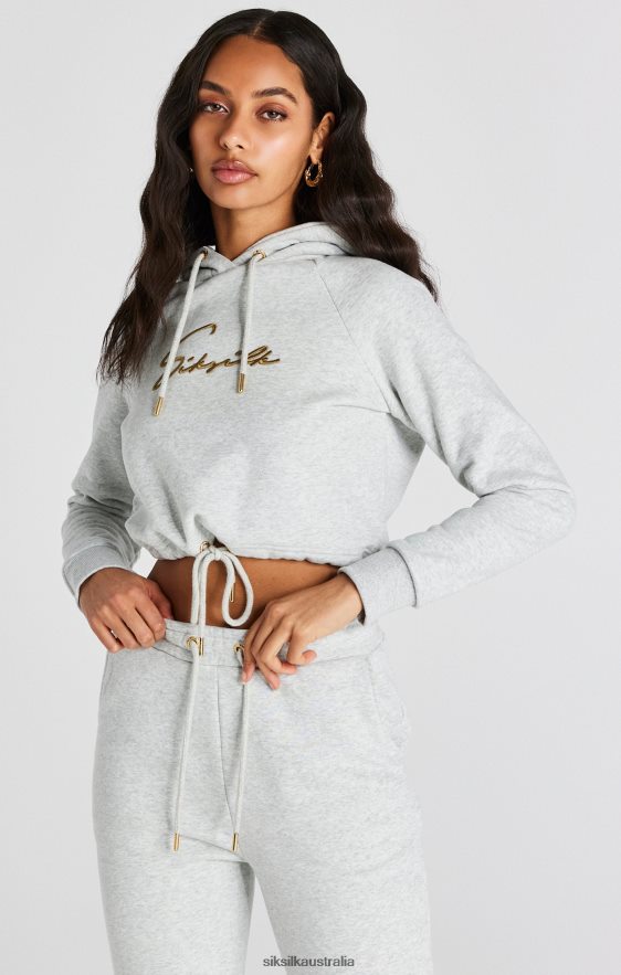 Women Apparel TB82N95 SikSilk Grey Marl Signature Crop Hoodie