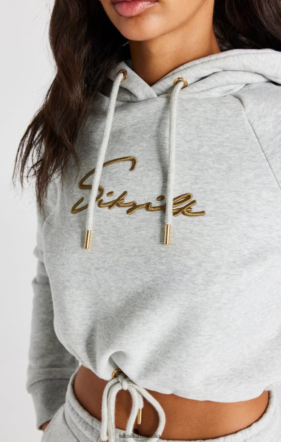 Women Apparel TB82N95 SikSilk Grey Marl Signature Crop Hoodie
