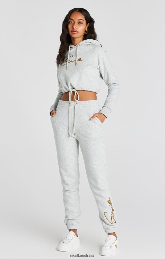 Women Apparel TB82N95 SikSilk Grey Marl Signature Crop Hoodie