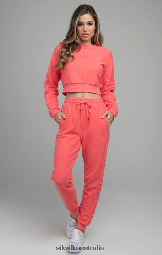 Women Apparel TB82N96 SikSilk Loopback Embroidered Crop Sweat - Pink