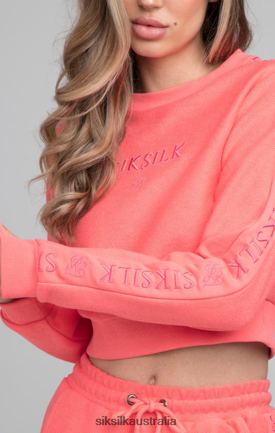Women Apparel TB82N96 SikSilk Loopback Embroidered Crop Sweat - Pink
