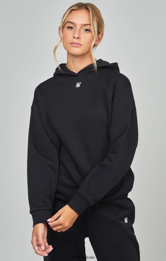 Women Apparel TB82N99 SikSilk Black Essential Overhead Hoodie