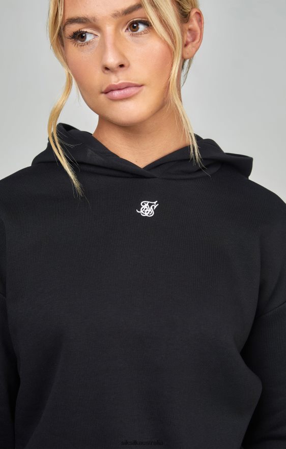 Women Apparel TB82N99 SikSilk Black Essential Overhead Hoodie