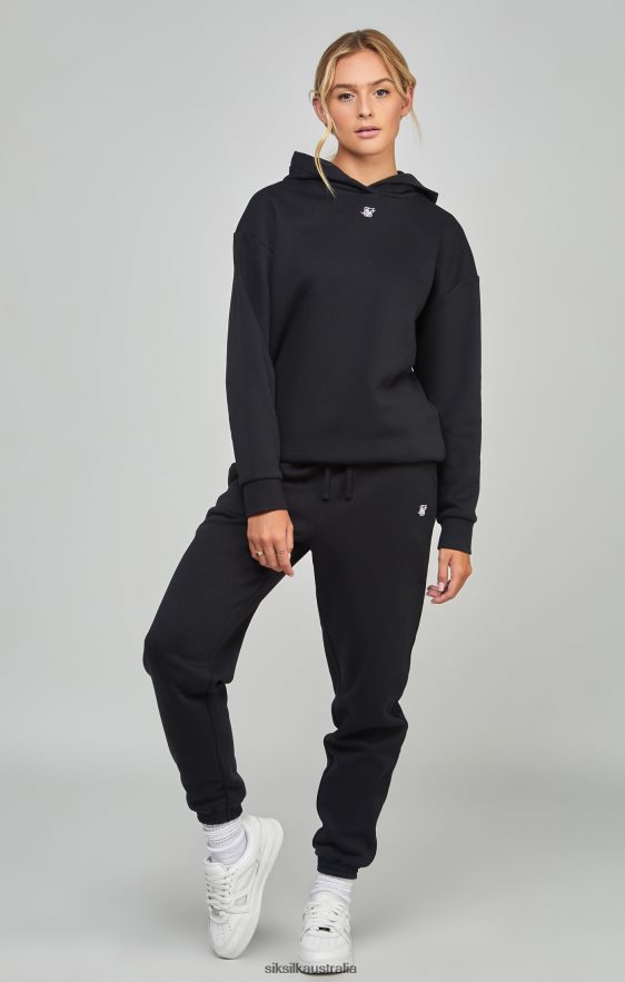 Women Apparel TB82N99 SikSilk Black Essential Overhead Hoodie