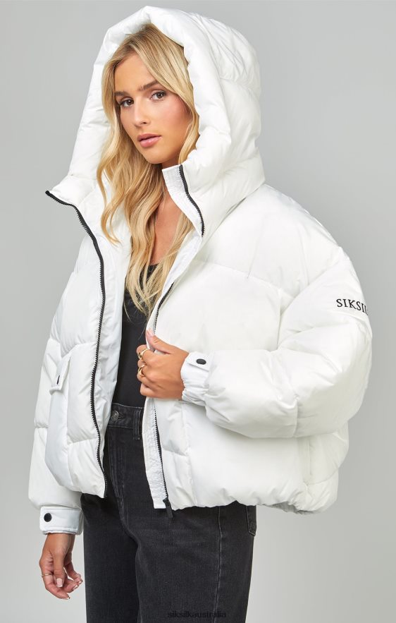 Women Apparel TB82N125 SikSilk White Oversized Padded Coat