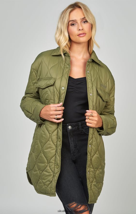 Women Apparel TB82N126 SikSilk Khaki Lightweight Quilt Jacket