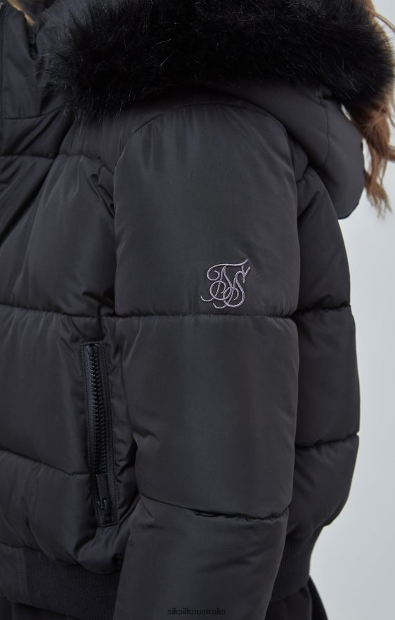 Women Apparel TB82N127 SikSilk Black Cropped Parka