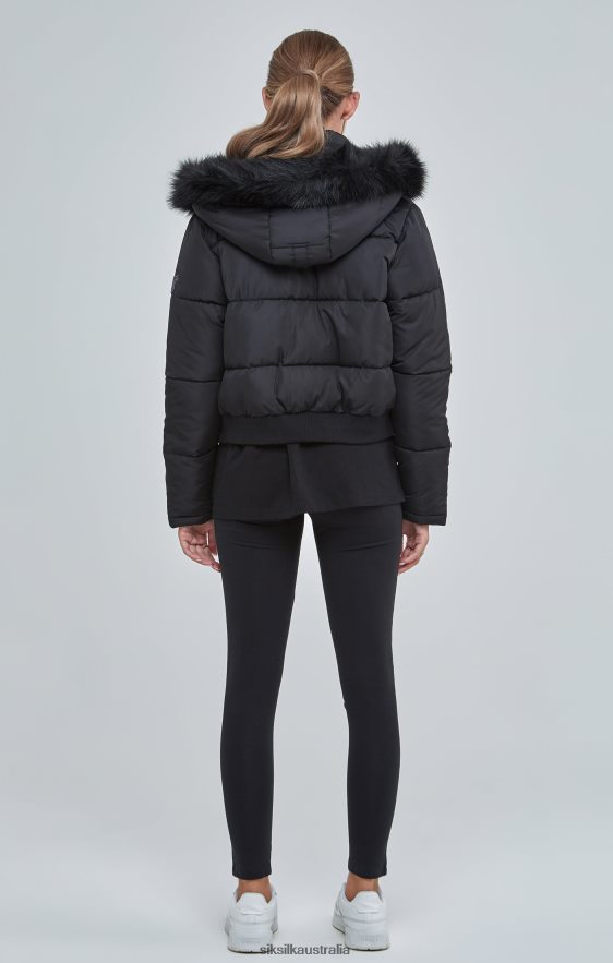 Women Apparel TB82N127 SikSilk Black Cropped Parka