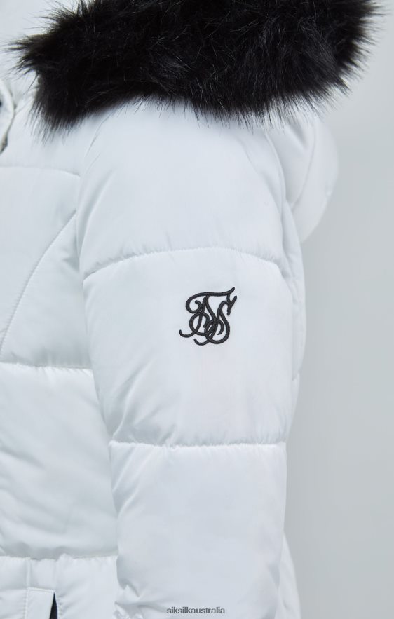 Women Apparel TB82N128 SikSilk White Longline Padded Parka