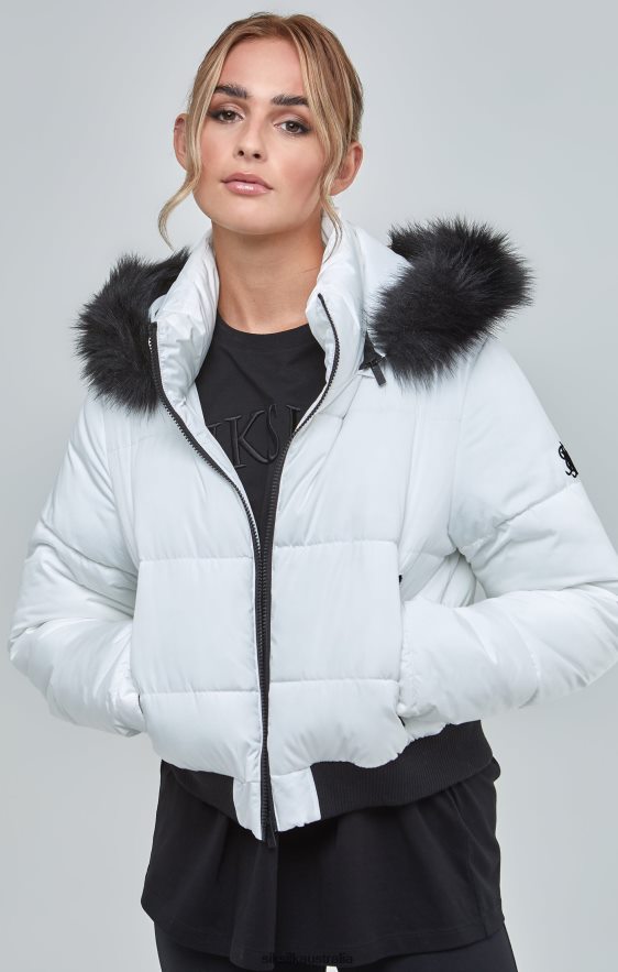 Women Apparel TB82N130 SikSilk White Cropped Parka