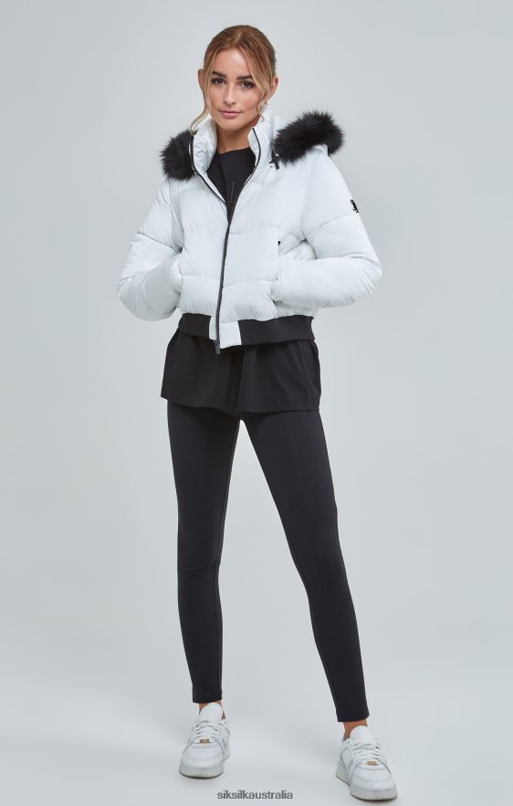 Women Apparel TB82N130 SikSilk White Cropped Parka