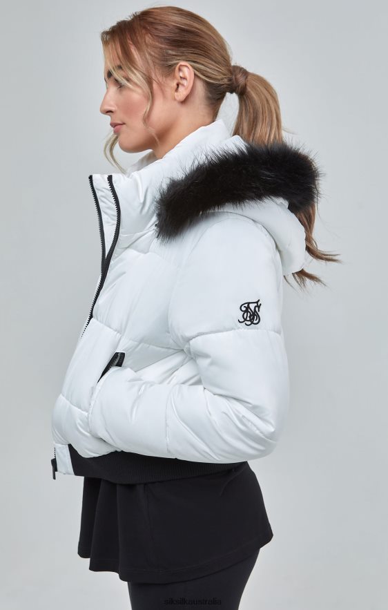Women Apparel TB82N130 SikSilk White Cropped Parka
