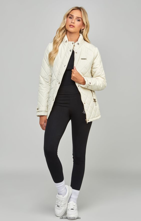 Women Apparel TB82N133 SikSilk Cream Belted Quilted Jacket