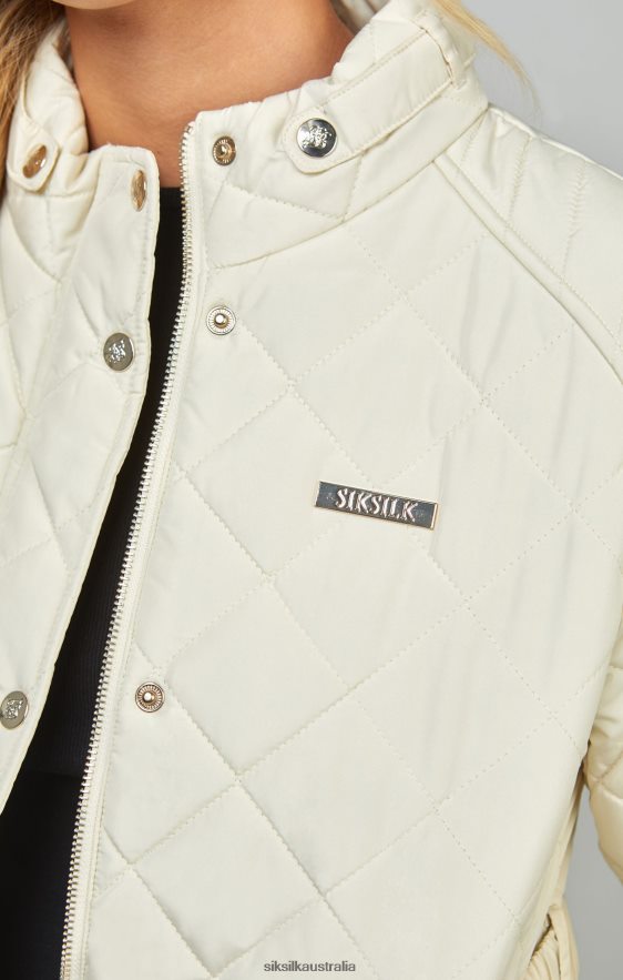Women Apparel TB82N133 SikSilk Cream Belted Quilted Jacket