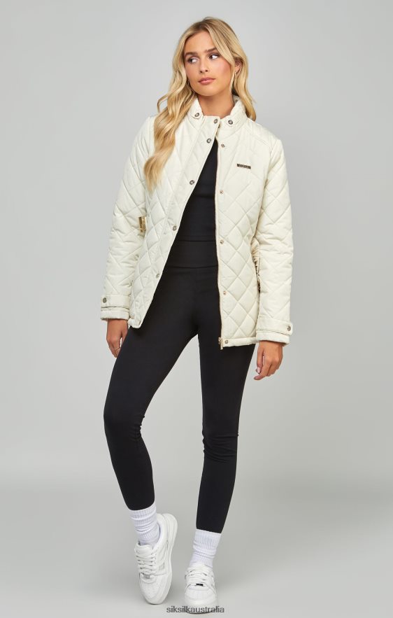 Women Apparel TB82N133 SikSilk Cream Belted Quilted Jacket