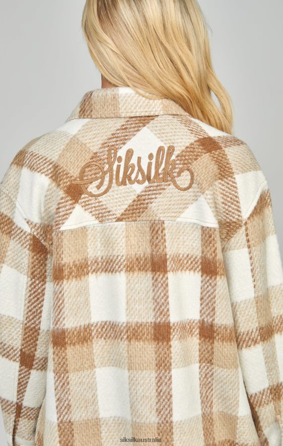 Women Apparel TB82N137 SikSilk Beige Checked Shacket
