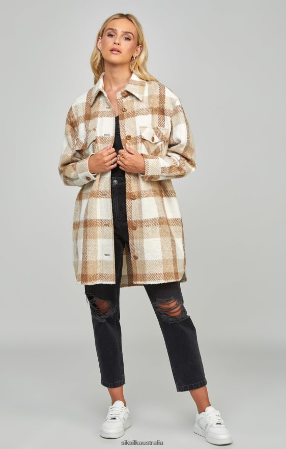 Women Apparel TB82N137 SikSilk Beige Checked Shacket