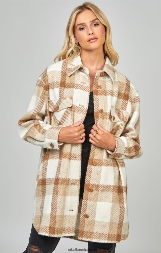 Women Apparel TB82N137 SikSilk Beige Checked Shacket
