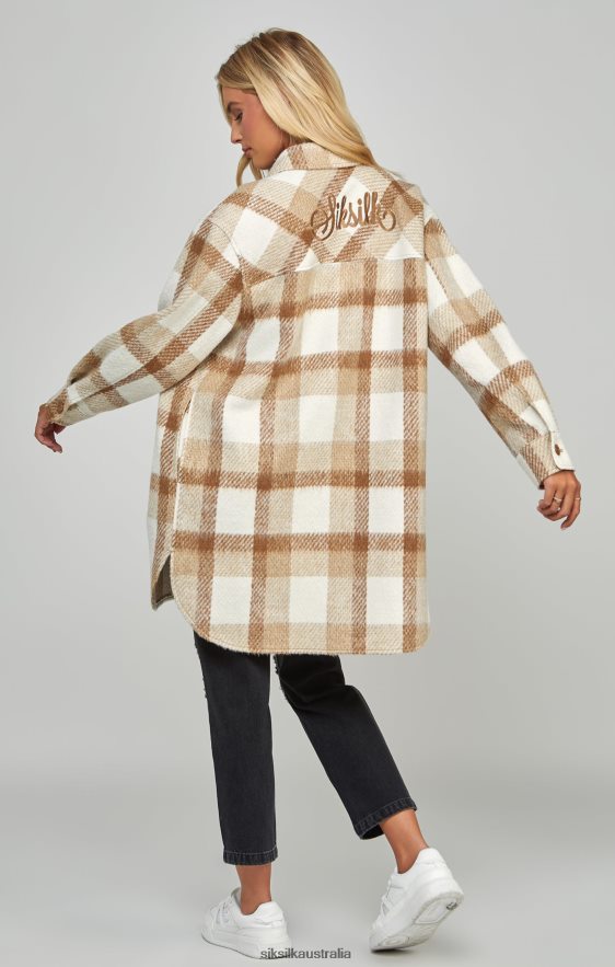 Women Apparel TB82N137 SikSilk Beige Checked Shacket