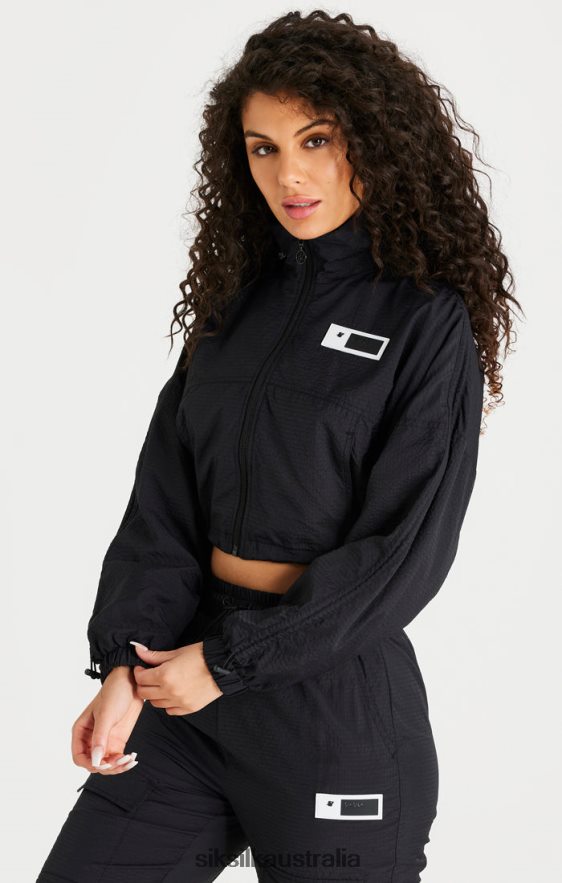 Women Apparel TB82N139 SikSilk Black Cropped Ruched Jacket