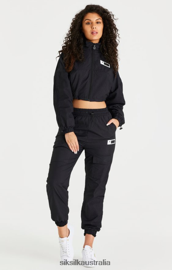 Women Apparel TB82N139 SikSilk Black Cropped Ruched Jacket