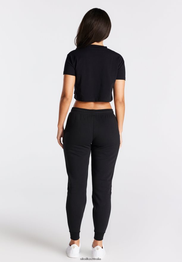 Women Apparel TB82N25 SikSilk Black Essential Box Fit Crop T-Shirt