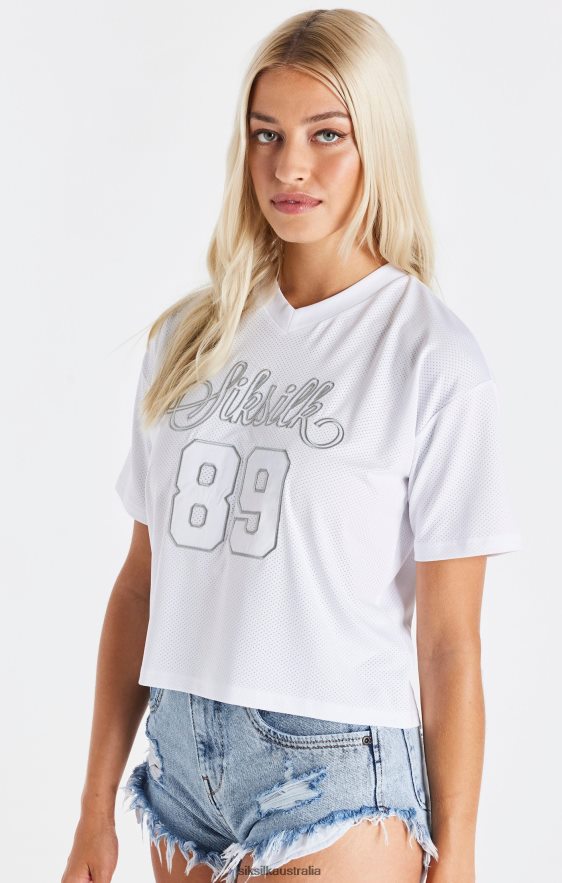 Women Apparel TB82N32 SikSilk White Mesh T-Shirt