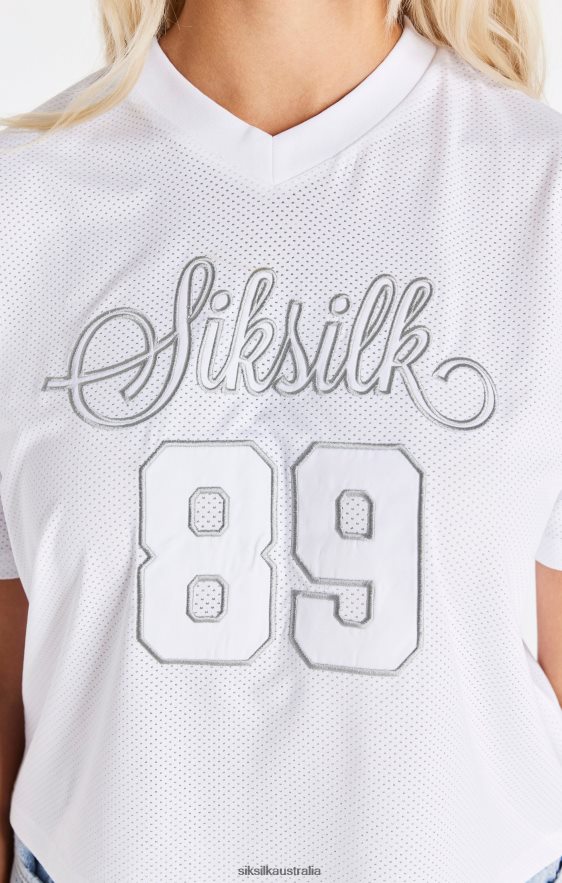 Women Apparel TB82N32 SikSilk White Mesh T-Shirt
