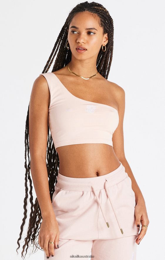Women Apparel TB82N39 SikSilk Pink One Shoulder Crop Top