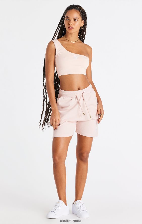 Women Apparel TB82N39 SikSilk Pink One Shoulder Crop Top