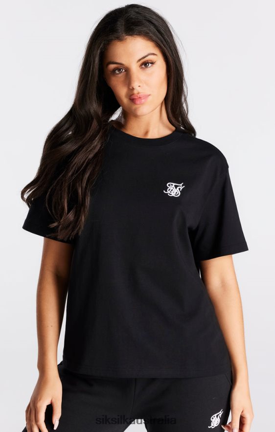 Women Apparel TB82N40 SikSilk Black Essential Boyfriend T-Shirt