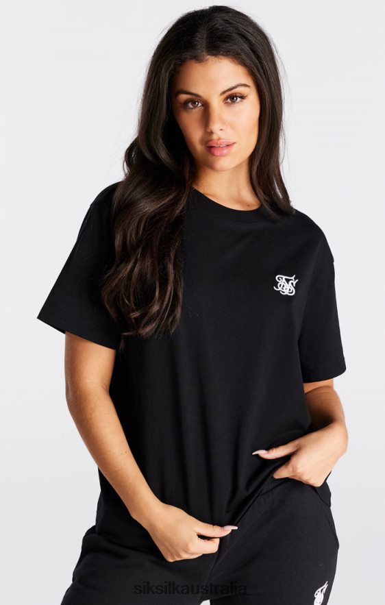 Women Apparel TB82N40 SikSilk Black Essential Boyfriend T-Shirt