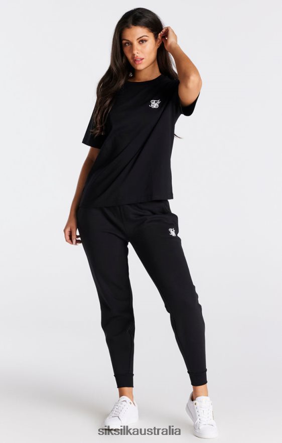 Women Apparel TB82N40 SikSilk Black Essential Boyfriend T-Shirt