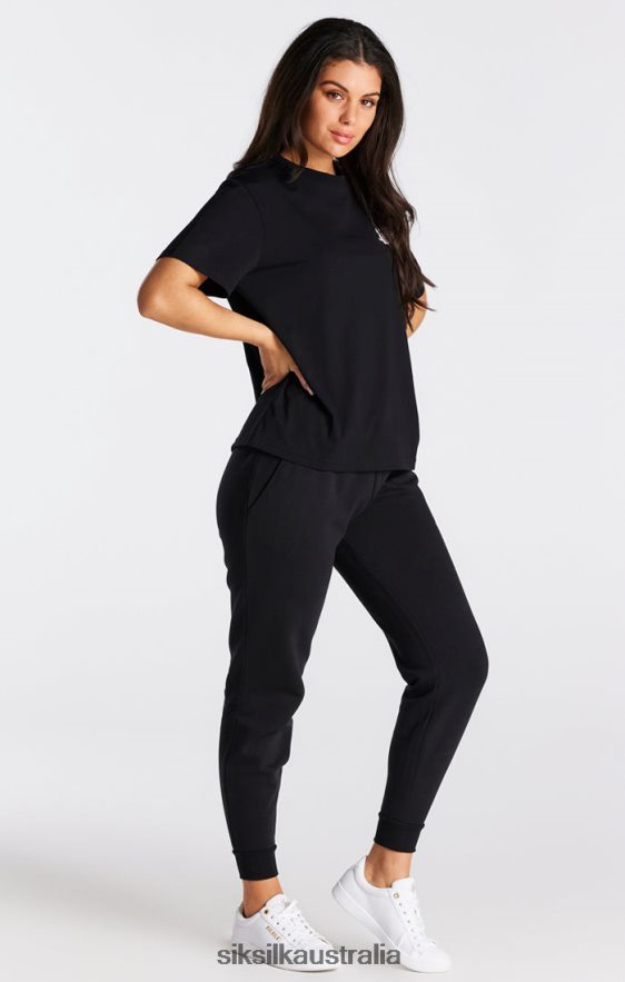Women Apparel TB82N40 SikSilk Black Essential Boyfriend T-Shirt