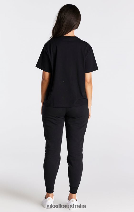 Women Apparel TB82N40 SikSilk Black Essential Boyfriend T-Shirt