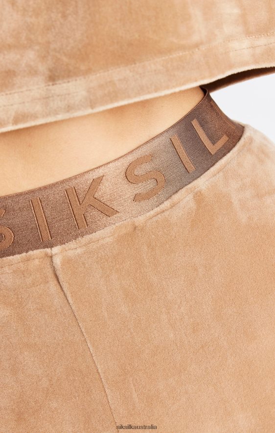 Women Apparel TB82N42 SikSilk Gold Velour Cropped T-Shirt