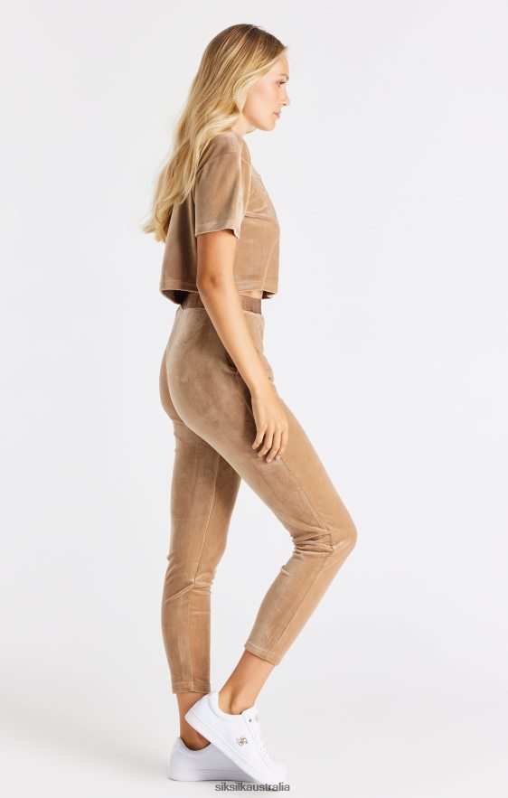 Women Apparel TB82N42 SikSilk Gold Velour Cropped T-Shirt