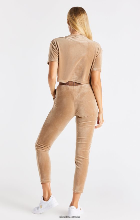 Women Apparel TB82N42 SikSilk Gold Velour Cropped T-Shirt