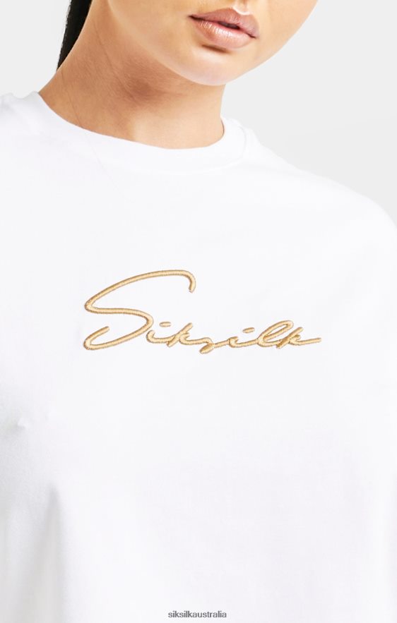 Women Apparel TB82N45 SikSilk White Signature Crop Tee